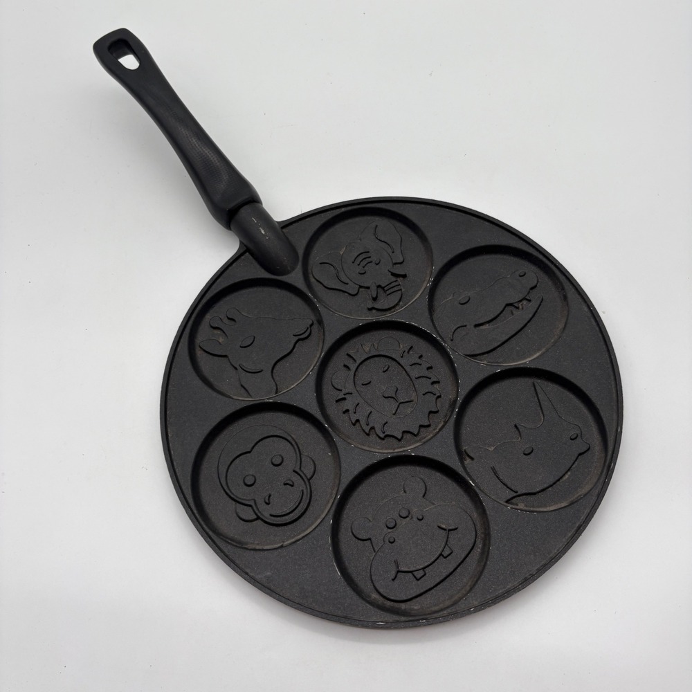 Nordic Ware Zoo Friends Pancake Pan 7 Animal Shapes Non-Stick Cast Aluminum USA